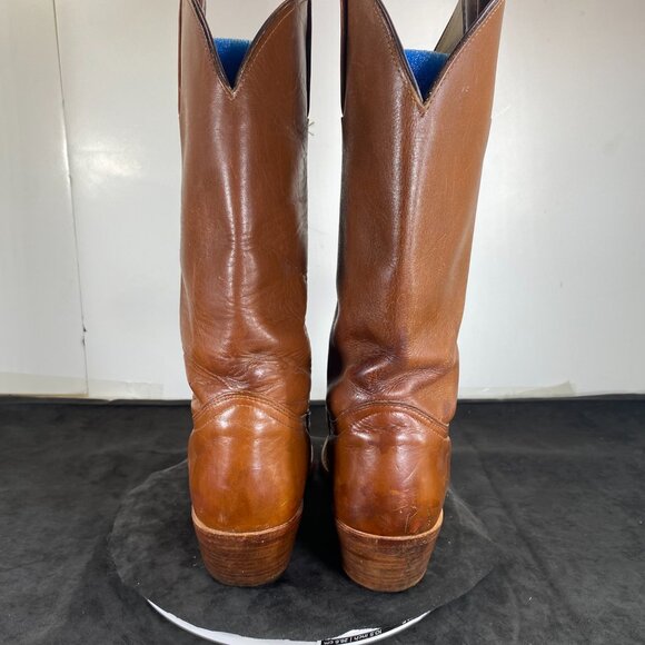 Men's 1970's,  Frye, 9.5 D,  Full Calf Cognac Brown Cowboy Boots, Made in  USA - Picture 7 of 12